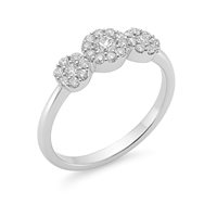 Anello trilogy da donna in oro bianco 18 kt con diamanti naturali G SI – 2.75 g – 0.34 ct + 0.10 ct – Idee Preziose dal 1987 - IP.AK18B/83D